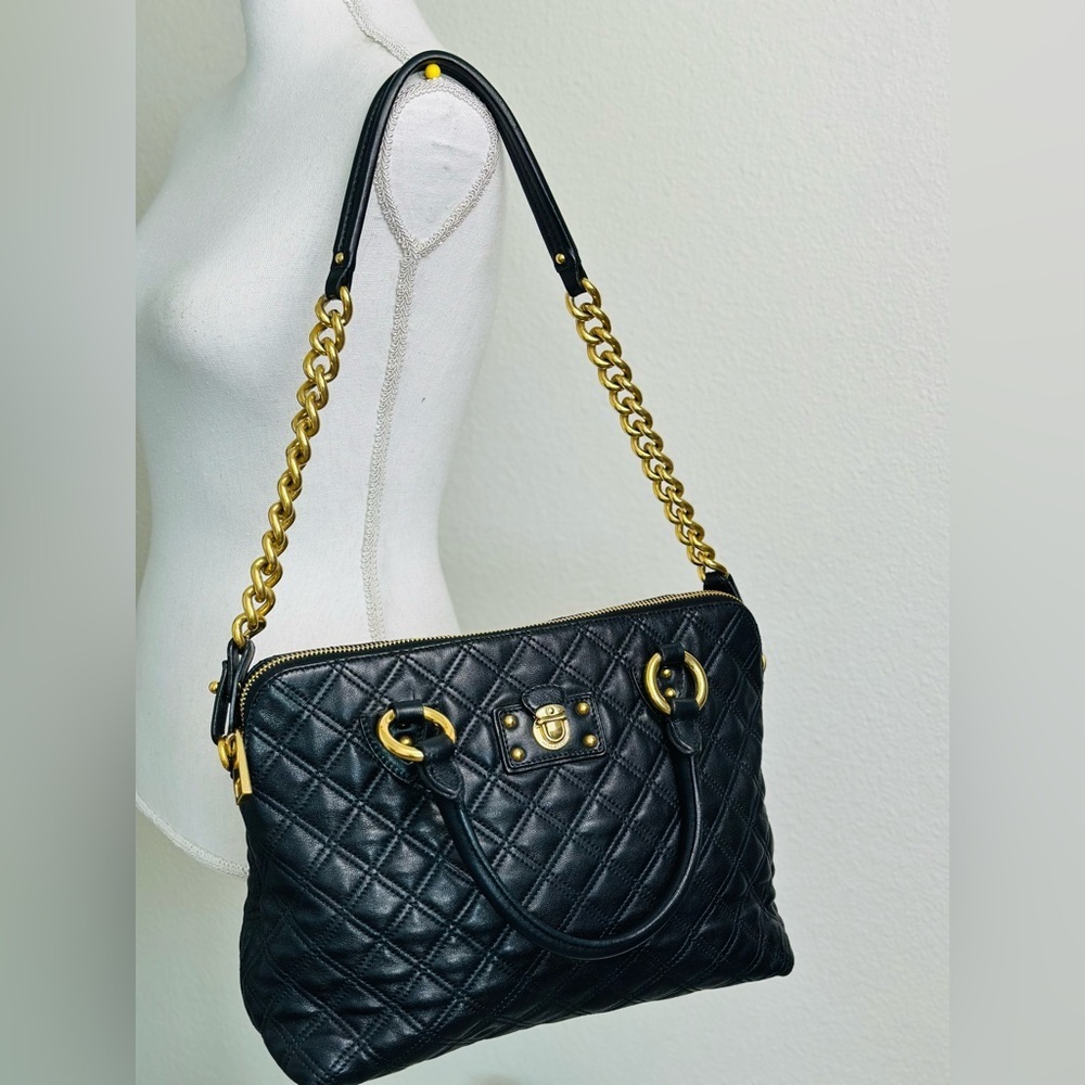 Marc Jacobs Whitney Dome Quilted Leather Satchel With Gold Tone Hardware